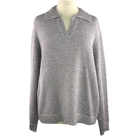 St Johns Bay XL Sweater Collared V-Neck Long Sleeve Knit Pullover Lilac Purple - Picture 1 of 9